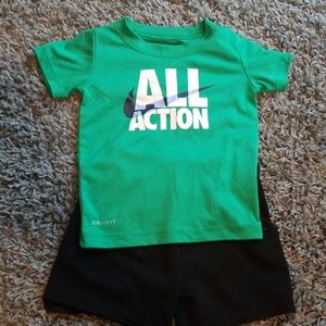 Nike Dri-fit shirt with black shorts